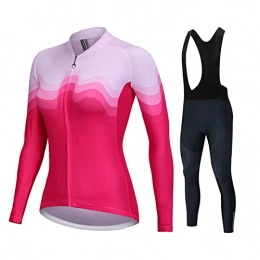 Smiuop Clothing Cycling Jacket Set Unisex, Women's Thermal Polyester Cycling Clothing Long Sleeve Riding Top+3D Padded Pants Set Long Sleeve MTB Bike Cycling Jerseys Breathable Sportswear Kit