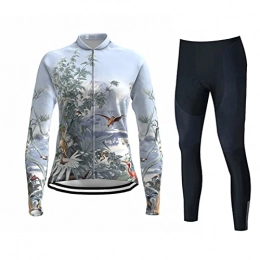 Smiuop Clothing Cycling Jacket Set Unisex, Women's Thermal Polyester Cycling Clothing Long Sleeve Sportswear Bike Cycle Tops+Padded Riding Pants Set MTB Road Bicycle Cycling Jerseys Suits (Color : A, Size : L)