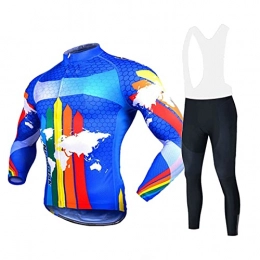 Smiuop Clothing Cycling Jacket Set Unisex, Women's Thermal Polyester Cycling Clothing Set Long Sleeve MTB Road Bike Cycling Jerseys Outdoors Bicycle Clothes Sportswear Suits (Top+Pants (Color : C, Size : XL)