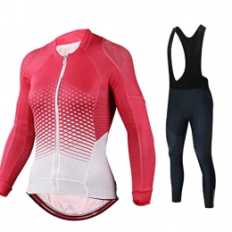 Smiuop Clothing Cycling Jacket Set Unisex, Women's Thermal Polyester Cycling Suits Set Long Sleeve MTB Road Bike Cycling Jersey Outdoors Bike Racing Team Sportswear Suits (Top+Pants (Color : B, Size : M)