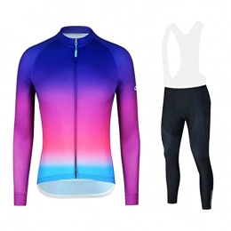 Smiuop Clothing Cycling Jacket Set Unisex, Women's Winter Thermal Polyester Cycling Suits Set，Long Sleeve MTB Road Bike Cycling Jerseys with Padded Pants Suits Breathable Sportswear (Color : C, Size : XL)