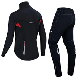 Jtoony Clothing Cycling Jackets Cycling Jacket Set Winter Thermal Fleece Riding Coat Warm Windproof Mountain Bike Bicycle Windbreaker Pants BIke Top (Size:XL; Color:Black)