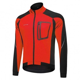 Sikungjlk Clothing Cycling Jersey Mens Cycling Jacket Windproof Breathable Lightweight High Visibility Warm Thermal Long Sleeve Jacket Mountain Bike Jacket Bike Shirt (Color : Red, Size : XL)