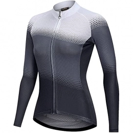 LDX Clothing Cycling Jersey Set Women, Women's Cycling Jersey Long Sleeve Mountain Bike Cycling Top Breathable Jacket Shirt with 3 Pockets (Color : A, Size : L)