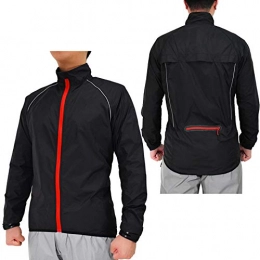  Clothing Cycling Rain Jacket, Bike Jackets for Men, Breathable Waterproof Cycling Jacket Mens, Ultralight Reflective Bicycle Jacket, Mountain Bike Road Bicycle Coat Outdoor Sportswear(Size:L, Color:black)