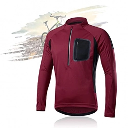 ZHANGXUL Clothing Cycling Shirts Men, Long Sleeve Half Zip Cycling Jersey Breathable Mountain Bike Top for Road Mtb Running Bicycle Cycle Jacket ZHANGXU (Color : Dark red, Size : XL)