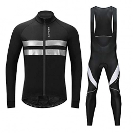 FQXG Clothing Cycling Suits Autumn And Winter Mountain Bike Bicycle Cycling Clothes Warm Fleece Cycling Cycling Long-Sleeved Bib Set Bicycle Jacket, Black, XXXL