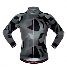 QiHaoHeji Clothing Cycling Tops Camouflage Green Outdoor Reflective Men's Full Zipper Long-sleeved Riding Bicycle Mountain Bike Shirt Super Soft UV-resistant Lightweight Jacket Suitable For Outdoor Hiking Bicycle Wear