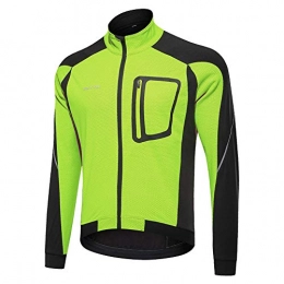 L&SH Clothing Cycling Wear, Autumn and Winter Fleece Long-sleeved Cycling Clothing, Warm and Windproof Plus Velvet Mountain Bike Bicycle Jacket Jacket (Fluorescent green, M)