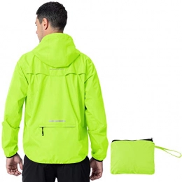 donhobo Men's Waterproof Jacket,Waterproof Rain Jackets Windbreaker Packable Hood Reflective Lightweight Quick Dry Raincoat with Zipper Pockets for Outdoor Cycling Traveling Yellow L