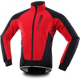 FASZFSAF Clothing FASZFSAF Men's Cycling Jackets Waterproof Thermal Winter Bike Coat Reflective Warm Breathable MTB Windbreaker Running Jacket for Mountain Bike Outdoor Sports, Red, M