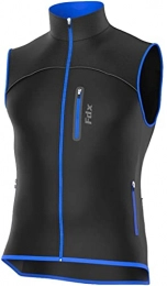 FDX Clothing Fdx Cycling Gilet Men’s – Thermal Softshell, Windproof Warm Vest for Running, Water Resistant Lightweight Hi-Viz Biking Jacket, Riding MTB, Hiking, Sleeveless Bicycle Top (Black / Blue, X-Large)