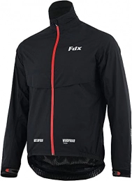 FDX Clothing Fdx Cycling Jacket Men’s - Waterproof Breathable Lightweight Cycle Rain Tops - High Visibility Full Sleeves Reflective Jersey - Windproof Coat for Riding, Running, Mountain Bike Racing(Black / Red-L)