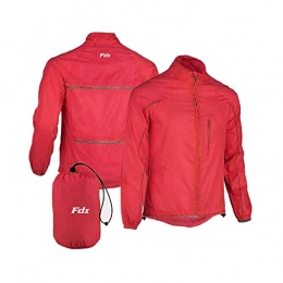 FDX Clothing Fdx Cycling Jacket Men’s - Waterproof Lightweight Breathable Cycle Rain Jersey - High Visibility Full Sleeves Reflective Tops - Windproof Coat for Running, Riding, Mountain Bike Racing - Red - M