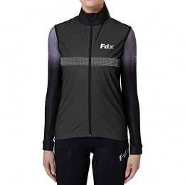 FDX Clothing Fdx Women’s Cycling Gilet, Waterproof, Breathable, High Visibility 360 Reflective Biking Vest, Lightweight, Windproof Sleeveless Jacket for MTB, Hiking, Bike Riding, Bicycle Rain Top(Black-M)