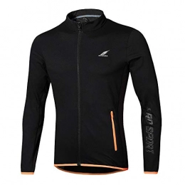 FFSM Clothing FFSM Men's Cycling Jerseys Mens Cycling Jacket Windproof Breathable Lightweight High Visibility Warm Thermal Long Sleeve Jacket Mountain Bike Jacket Bike Jersey (Color : Black, Size : XXL)