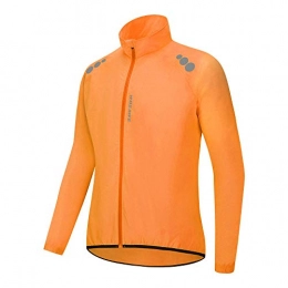 FQXM Clothing FQXM Cycling Mountain Bike Windbreaker Windproof And Water-Repellent Lightweight Outdoor Sports And Leisure Cycling Clothes Reflective Strips, Orange, L