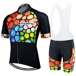 GHDENW Clothing GHDENW Summer Cycling Clothing for Men, Breathable and Quick Drying Short Sleeved Cycling Jersey with Bib Shorts for Mountain Bike and Road Bike