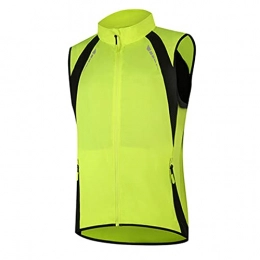 GQFGYYL Cycling Vest Mens Waterproof, Reflective High Visibility Cycling Gilet With Pockets, Quick Dry Mountain Bike Gilet, Sleeveless Cycling Jacket Running Breathable Biking,Green,XL