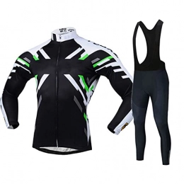 HGFHG Clothing HGFHG Men's Cycling Jersey Suits Long Sleeve Mountain Bike Shirt MTB Bicycle Tops Winter Windproof Thermal Cycling Coat Jacket (Color : Black A, Size : 3XL)