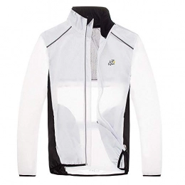 Susier Clothing High visibility Cycling Jacket Windbreaker Waterproof Light Weight Safety Bicycle Jacket Raincoat Mountain Bike Clothing-White_XXL