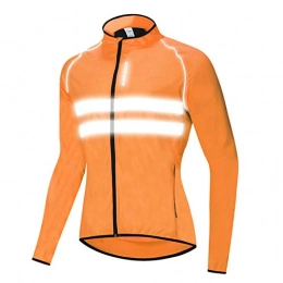 HTABY Clothing HTABY Reflective Jacket Men Women Windproof Cycling Windbreaker Mountain Road Bike Waterproof Jacket High Visibility, Orange, M