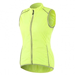 IQOAIJ Cycling Vest Women's Lightweight Waterproof Sleeveless Jacket Breathable Windproof Mountain Bike Gilet Top Running Vest for Hiking/Jogging/Fishing,Green,XL