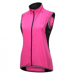 IQOAIJ Clothing IQOAIJ Womens Cycling Gilet Running Vest Reflective Gilets Sleeveless Jacket Waterproof Windproof Cycling Vest Lightweight Breathable Mountain Bike Vest, Pink, XL