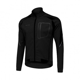 Jenghfnifer Clothing Jenghfnifer Cycling Jersey Top Mens Cycling Jacket Windproof Breathable Lightweight High Visibility Warm Thermal Long Sleeve Jacket Mountain Bike Jacket (Color : Black, Size : XXL)
