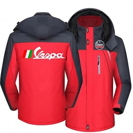 JUANJUAN Clothing JUANJUAN Mens Fleece Jackets Vespa Servizio Winter Thermal Skiing Mountain Windbreaker Water Resistant Coats with Hood(Color:Red, Size:5XL)