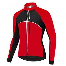 Kanqingqing Clothing Kanqingqing Cycling Jersey for Mens Mens Cycling Jacket Windproof Breathable Lightweight High Visibility Warm Thermal Long Sleeve Jacket Mountain Bike Jacket (Color : Red, Size : M)