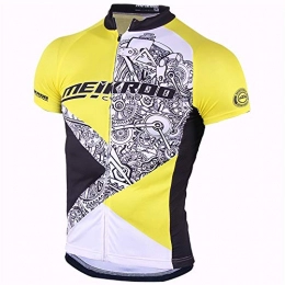 KDOAE Mountain Bike Shirt Cycling Jersey Top UV Protection Short-sleeved Moisture Wicking And Breathable Short-sleeved Jacket for Men with Elastic Breathable (Color : Yellow, Size : XL)
