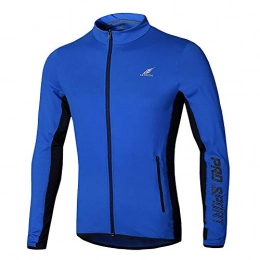 Keliour Clothing Keliour Cycling Jersey Shirt Men's Cycling Jacket Windproof Breathable Lightweight High Visibility Warm and Warm Long-sleeved Jacket Mountain Bike Jacket for Outdoor Sport (Color : Blue, Size : M)