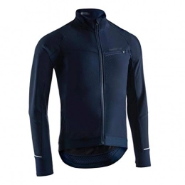KGDC Cycling Bike Jersey Men's Mountain Road Cycling Jersey Fleece Warm Riding Jacket Long Sleeve Windproof Jacket Outdoor Weatherproof Sports Top Tops Biking Shirts (Color : Blue, Size : 2XL)