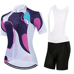 LDX Clothing LDX Cycling Jersey Set Women, Womens Cycling Jersey Jacket Cycling Shirt Quick Dry Breathable Mountain Clothing Bike Shirts With 3 Rear Pockets (Color : C, Size : XS)