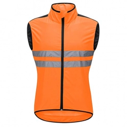 Pateacd Clothing Lightweight Running Vest Men's High Visibility Outdoor Gilet, Waterproof Cycling Gilet Sleeveless Jacket Breathable Mountain Bike Vest, Orange, XXL