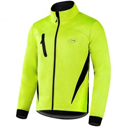 Lipport Clothing Lipport Mens Cycling Bike Jacket Winter Thermal Running Mountain Biking Jacket Windproof Breathable Reflective Softshell Coat (Yellow, M)