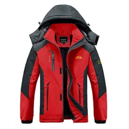 MAGCOMSEN Clothing MAGCOMSEN Waterproof Jacket Mens Winter Ski Jackets Fleece Lined Thick Softshell Jacket for Men Cold Mountain Quick Dry Coats with Mulit Pockets Red