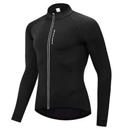 MAXJCN Clothing MAXJCN Sporting Goods Men's and Women's Close-Fitting High-Necked Riding Sweater Jacket Mountain Road Bike Fleece Long-Sleeved Jersey (Color : Black, Size : XXL)