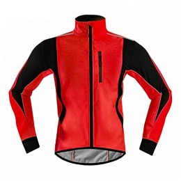 BCCDP Clothing Men's Cycling Jacket Winter Thermal Cycling Jacket, Thermal Softshell Cycling Jacket Windproof Waterproof Mens Running Mountain Biking Breathable Reflective Coat Red, M