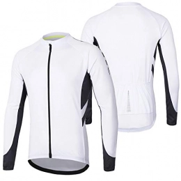  Clothing Men's Long Sleeve Cycling Jersey, Breathable Cycling Jacket Mens, Quick Dry Bicycle Shirts, Bike Jackets for Men, Mountain Bike Road Bicycle Coat Outdoor Sportswear(Size:XL, Color:white)