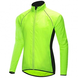 KELIHAIL Clothing Men's Long Sleeve Cycling Jersey, Waterproof Breathable Reflective Cycling Jacket Windbreaker, Ultralight Mountain Bike Racing Jerseys Rain Coat, for Outdoors, Running & Riding-Green 3XL
