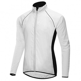 KELIHAIL Clothing Men's Long Sleeve Cycling Jersey, Waterproof Breathable Reflective Cycling Jacket Windbreaker, Ultralight Mountain Bike Racing Jerseys Rain Coat, for Outdoors, Running & Riding-White XL