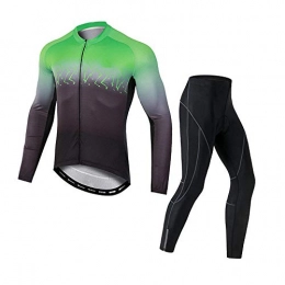 T-JMGP Clothing Men'S Long Sleeve Cycling Suits Set, Cycling Suit Quick-Drying Men, Cycling Suit, Breathable Mountain Bike Cycling Suit, Jacket Top-Green 2_Xxl