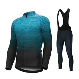 Men's Warm Fleece Cycling Jacket Cycling Pants Mountain Bike Road Bike Jacket Bib Long Knitted Breathable Reflective (Color : B, Size : M)