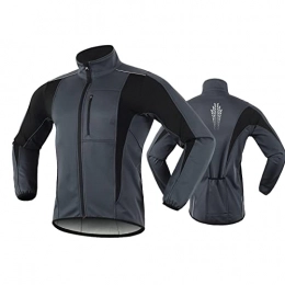 Masvan Clothing Men's Winter Cycling Jacket, Waterproof Windbreaker Fleece Lined Warm for Running Mountain Bike Outerwear, Dark Gray, S