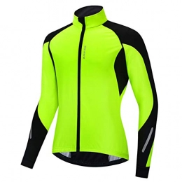 WEIWEI Clothing Men's Winter Softshell Cycling Jacket Thermal Waterproof Mountain Bike Running Windbreaker Lightweight Raincoat, Green, XL