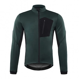 WWAIHY Clothing Men Winter Cycling Jacket Thermal Fleece Breathable Lightweight Bike Jersey Windproof Waterproof MTB Bicycle Sportswear Hiking Coat Reflective(Size:S, Color:Dark green)