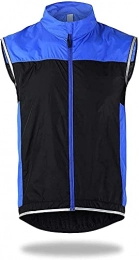 ZinHen Clothing Mens Cycling Gilet, Running Vest Sleeveless Jacket Waterproof Windproof Cycling Vest Lightweight Breathable Gilets Reflective Mountain Bike Vest for Cycling Running Jogging (Blue, M)
