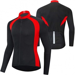  Clothing Mens Cycling Jersey, Mens Long Sleeve Cycling Jersey, Quick Dry Bicycle Shirts, Breathable Cycling Jacket, Bike Jackets for Men, Mountain Bike Road Bicycle Coat Outdoor Sportswear(Size:L, Color:red)